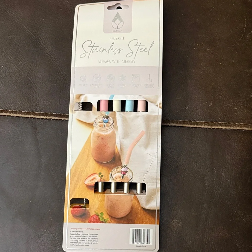 Colorful Cupcake Stainless Steel Straw Set